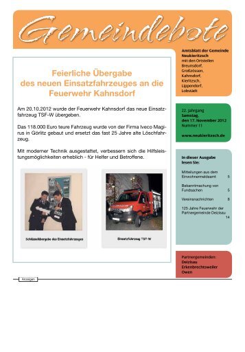 Feierliche Übergabe des neuen Einsatzfahrzeuges - Gemeinde ...