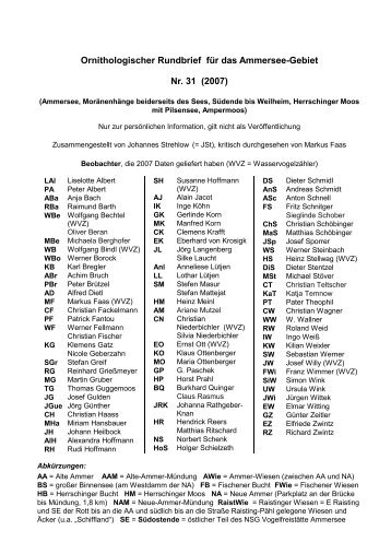 Ornithologischer Rundbrief für das Ammersee-Gebiet Nr. 31 (2007)