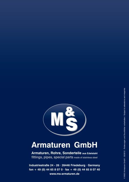 Scheibenventile - M&S Armaturen GmbH, Friedeburg