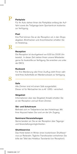 Info A-Z - Hotel Pichlmayrgut