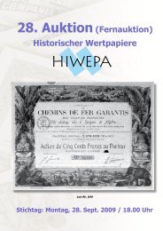 28. Auktion(Fernauktion) Historischer Wertpapiere - HIWEPA AG