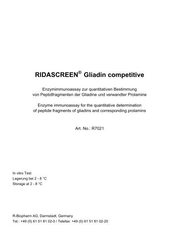 RIDASCREEN Gliadin competitive - R-Biopharm AG