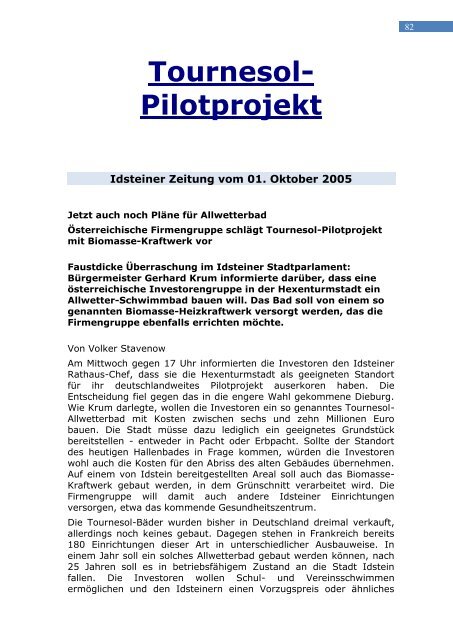 Tournesol- Pilotprojekt - FWG Idstein