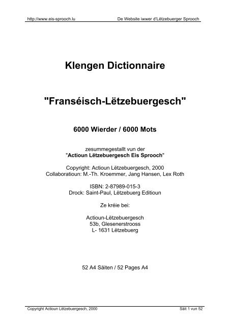 Klengen Dictionnaire - moteurs de recherche