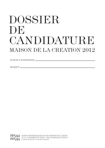 Dossier De canDiDature - Marseille-Provence 2013