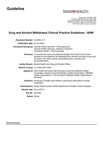 Drug and alcohol withdrawal clinical practice guidelines - NSW Health