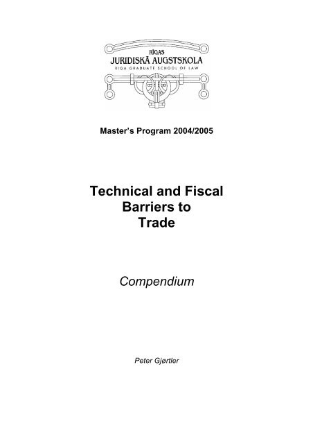 Master's Program 2004/2005 Technical and Fiscal Barriers ... - Lexnet