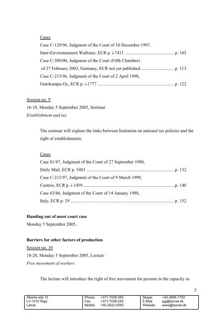 Master's Program 2004/2005 Technical and Fiscal Barriers ... - Lexnet