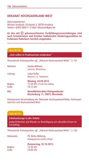 Termine Fortbildungen Religionspädagogik und Medienarbeit