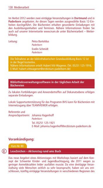 Termine Fortbildungen Religionspädagogik und Medienarbeit