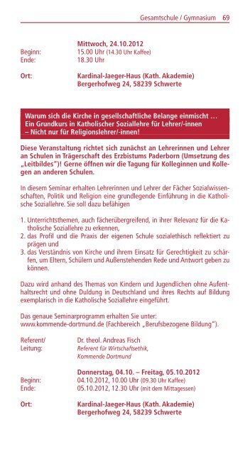 Termine Fortbildungen Religionspädagogik und Medienarbeit