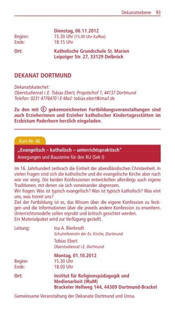 Termine Fortbildungen Religionspädagogik und Medienarbeit