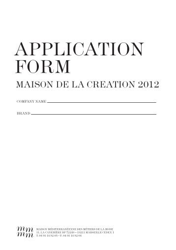 APPLICATION FORM - Marseille-Provence 2013