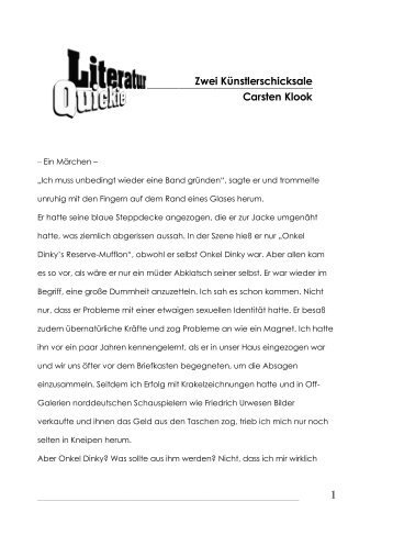 Zwei Künstlerschicksale Carsten Klook - Literatur-Quickie
