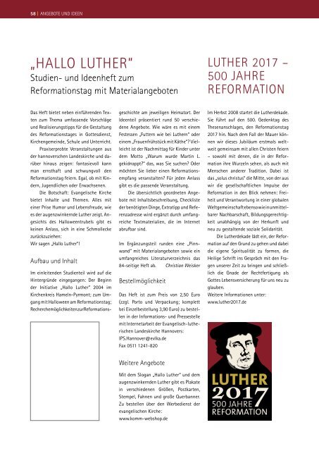 Themenheft zum Reformationstag - Evangelische Kirche in ...