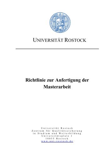 Hinweise zur Masterarbeit Umweltschutz - Universität Rostock