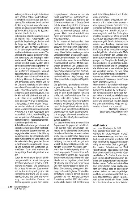 Korrespondenzblatt April 07 - Pfarrer- und Pfarrerinnenverein