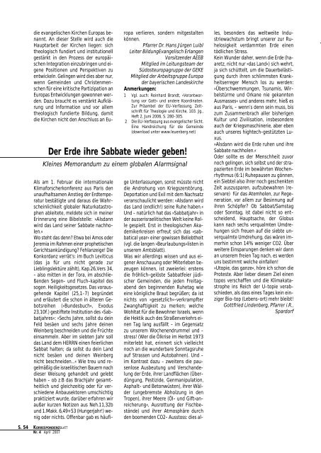 Korrespondenzblatt April 07 - Pfarrer- und Pfarrerinnenverein