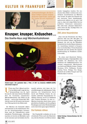 Knusper, knusper, Knäuschen ... - Senioren Zeitschrift Frankfurt