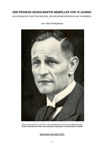 Niemöller-Prozess 1938 - Kirchengeschichten im Nationalsozialismus