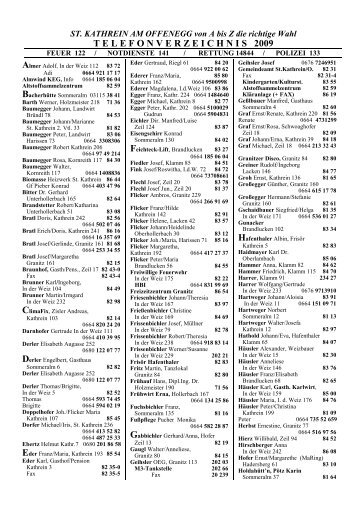 telefonverzeichnis 2009 - Gemeinde St. Kathrein am Offenegg