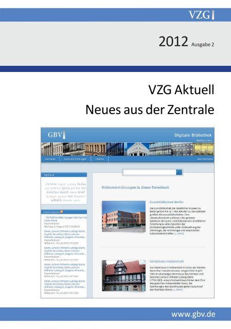 VZG Aktuell Neues aus der Zentrale - GBV