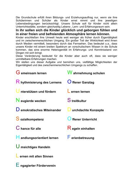 Bildungsangebote - Grundschulen