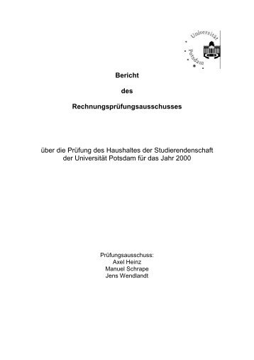 Bericht des Rechnungsprüfungsausschusses - StuPa - Universität ...