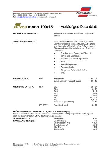 mono 100/15 - Paltentaler Minerals