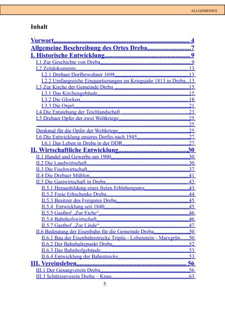 Chronik der Gemeinde Dreba aus dem Jahr 2002