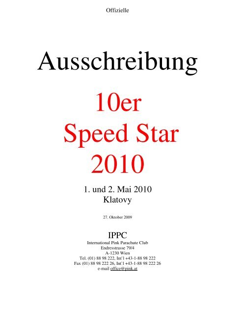 Ausschreibung 10er Speed Star 2010 - Pink Skyvan