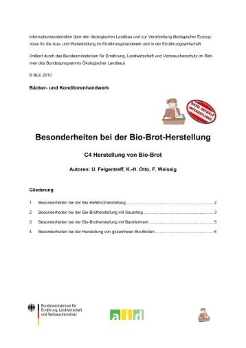 Besonderheiten bei der Bio-Brot-Herstellung - Oekolandbau.de