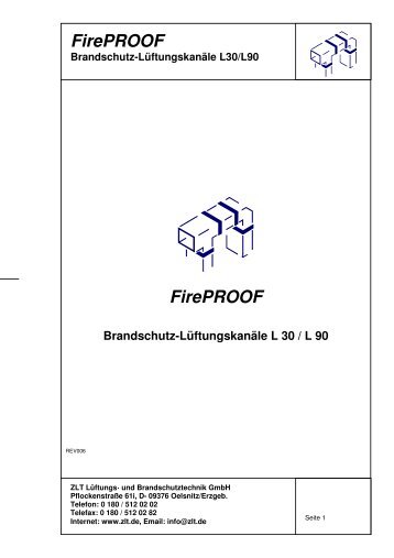 FirePROOF Brandschutz-Lüftungskanäle L30/L90 - ZLT Lüftungs