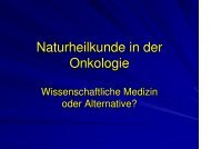 Naturheilkunde in der Onkologie - Habichtswald-Klinik