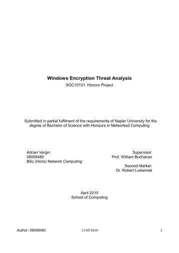 Windows Encryption Threat Analysis - Napier University - Edinburgh ...