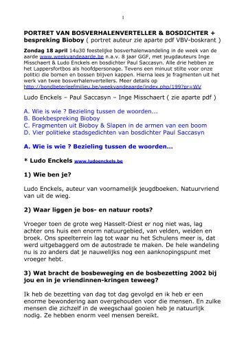 Lees hier portret van Bosdichter Paul Saccasyn en - Groene Gordel ...