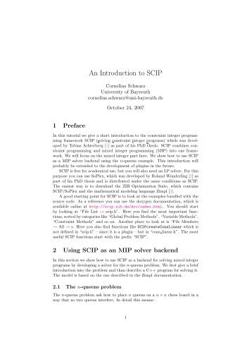 An Introduction to SCIP