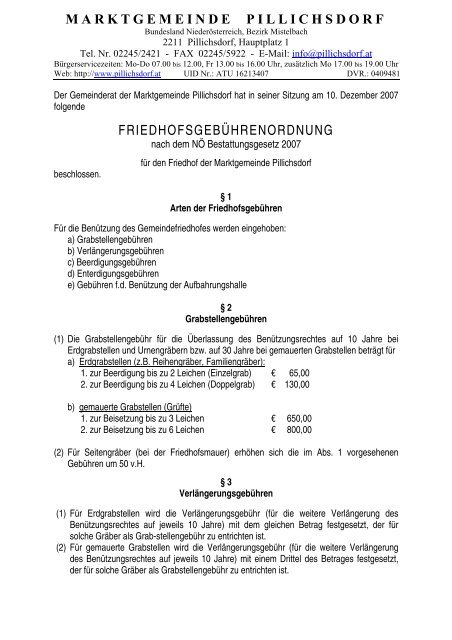 MARKTGEMEINDE PILLICHSDORF ...