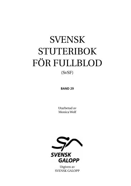 Stamboken band 29 Svensk Galopp