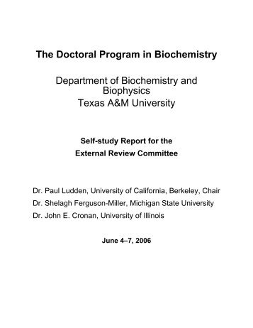 The Doctoral Program in Biochemistry - Office of the Provost and ...