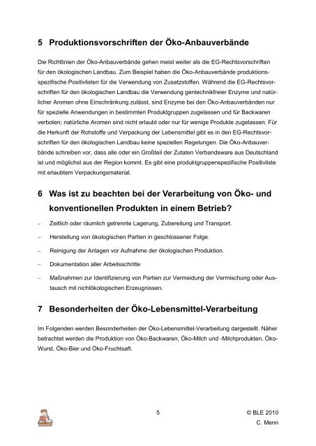 Grundlagen der Öko-Verarbeitung - Oekolandbau.de