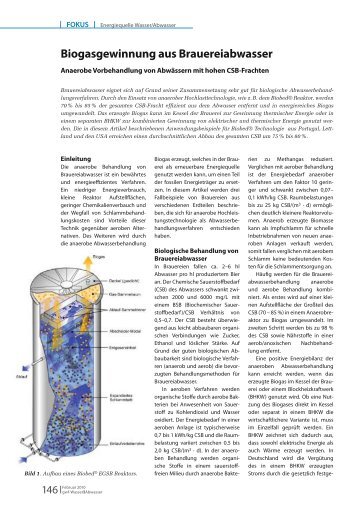 Biogasgewinnung aus Brauereiabwasser - Berkefeld