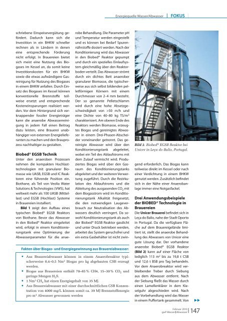 Biogasgewinnung aus Brauereiabwasser - Berkefeld