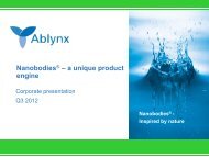 Nanobodies® – a unique product engine - Ablynx