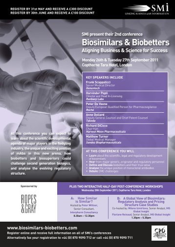 (0)870 9090 711 Biosimilars & Biobetters - Brockmeyer Biopharma