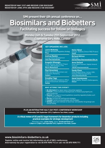 Biosimilars and Biobetters - SMi Online