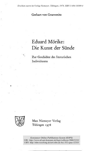 Eduard Mörike : Die Kunst der Sünde : Zur Geschichte des ... - KOPS