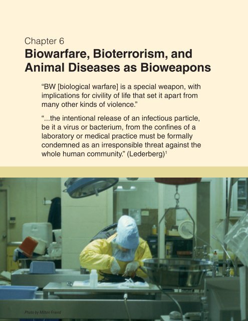 Biowarfare, Bioterrorism, and Animal Diseases as Bioweapons