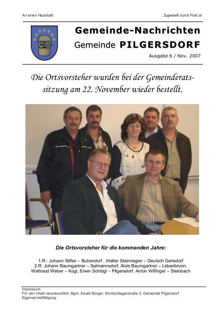 Gemeinde-Nachrichten - Gemeinde Pilgersdorf