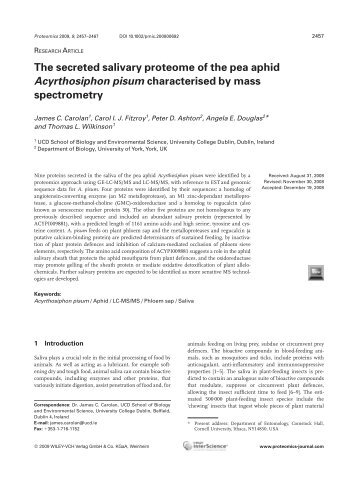 The secreted salivary proteome of the pea aphid Acyrthosiphon ...